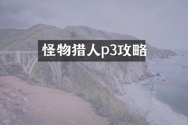 怪物猎人p3攻略