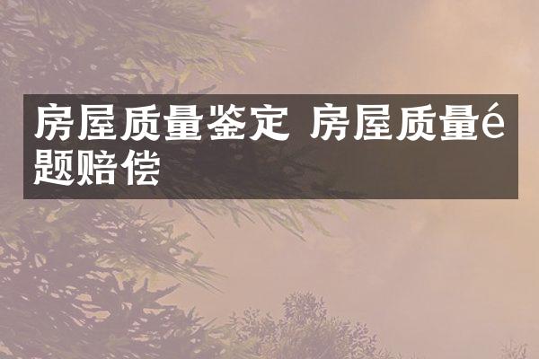 房屋质量鉴定 房屋质量问题赔偿