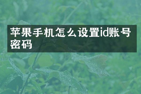 苹果手机怎么设置id账号和密码