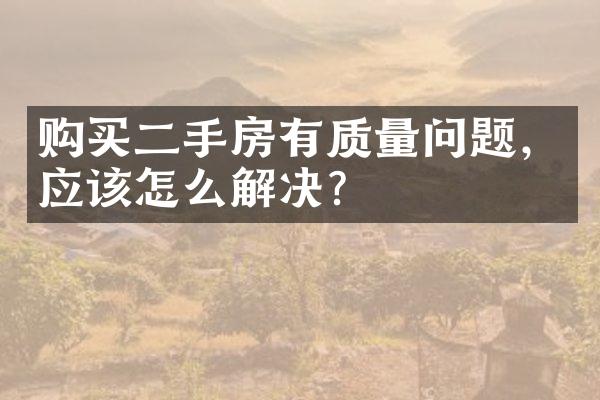 购买二手房有质量问题，应该怎么解决?