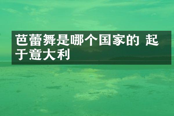 芭蕾舞是哪个国家的 起源于意大利