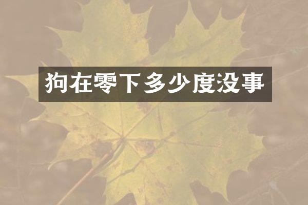 狗在零下多少度没事