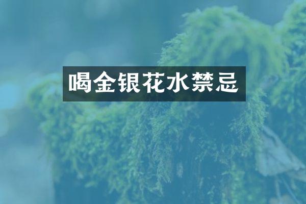 喝金银花水禁忌