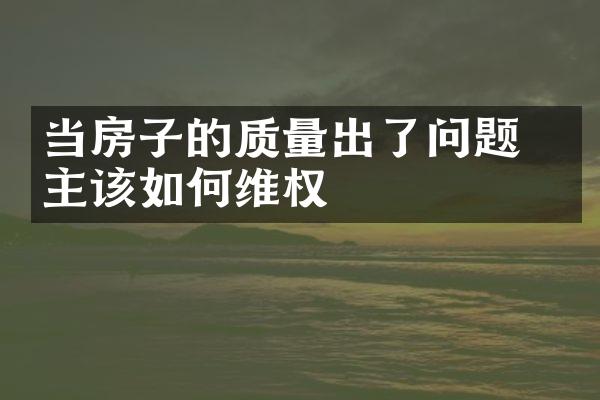 当房子的质量出了问题  业主该如何维权