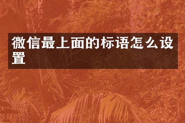 微信最上面的标语怎么设置