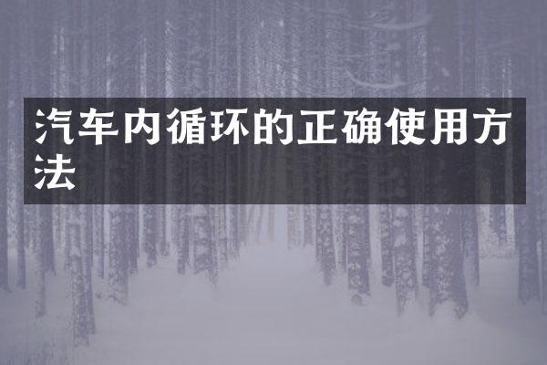 汽车内循环的正确使用方法