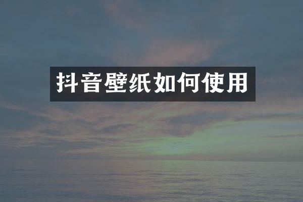 抖音壁纸如何使用