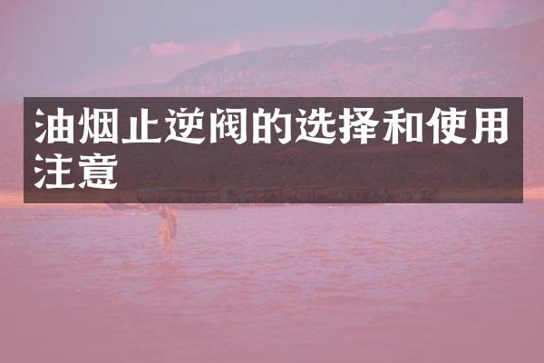 油烟止逆阀的选择和使用注意