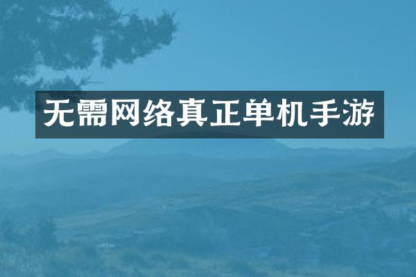 无需网络真正单机手游