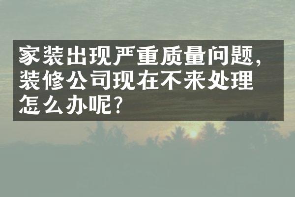 家装出现严重质量问题，装修公司现在不来处理，怎么办呢？