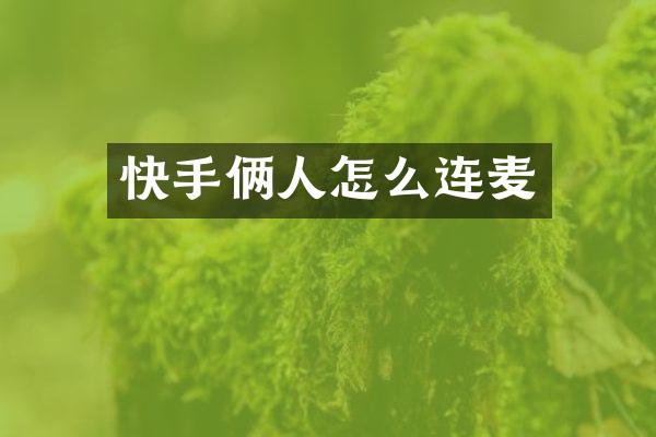 快手俩人怎么连麦