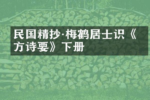 民国精抄·梅鹤居士识《医方诗要》下册