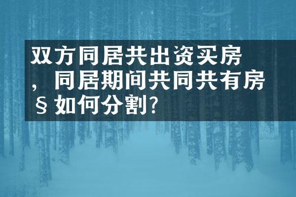 ﻿﻿双方同居共出资买房，同居期间共同共有房产如何分割？