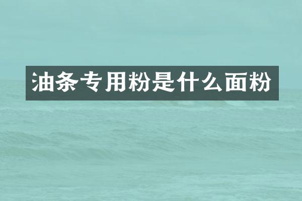 油条专用粉是什么面粉
