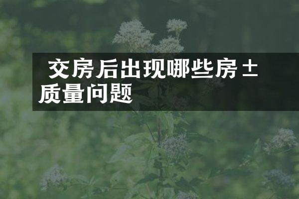 ﻿﻿ 交房后出现哪些房屋质量问题