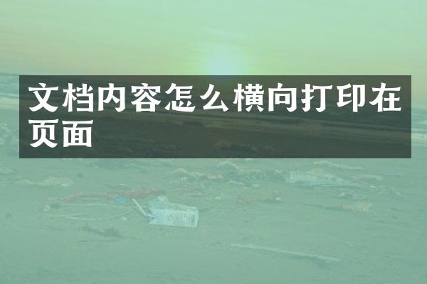 文档内容怎么横向打印在页面