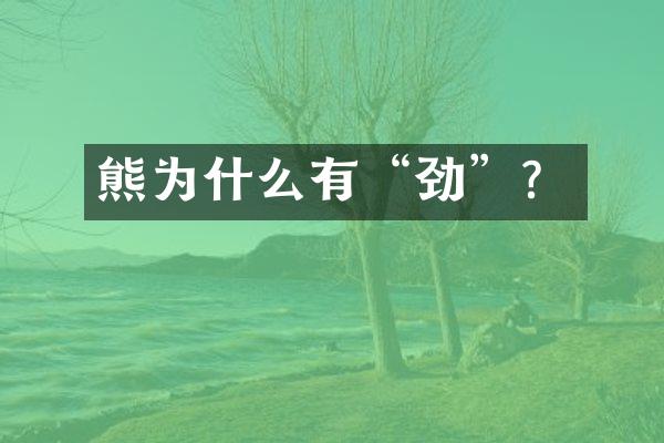 熊为什么有“劲”？