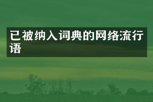 已被纳入词典的网络流行语