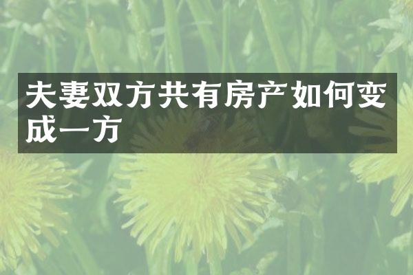 夫妻双方共有房产如何变成一方