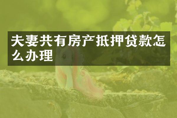 夫妻共有房产抵押贷款怎么办理