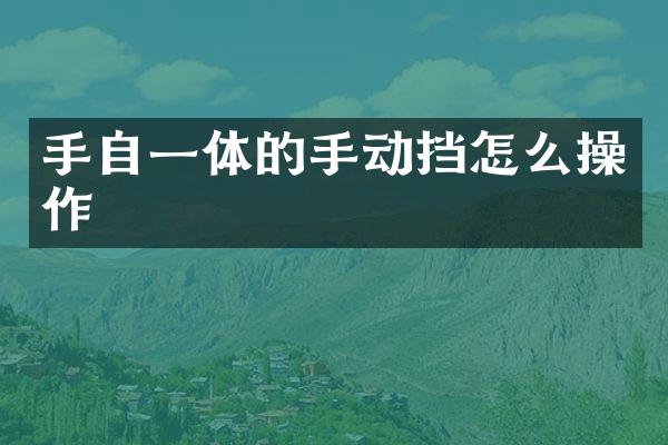 手自一体的手动挡怎么操作