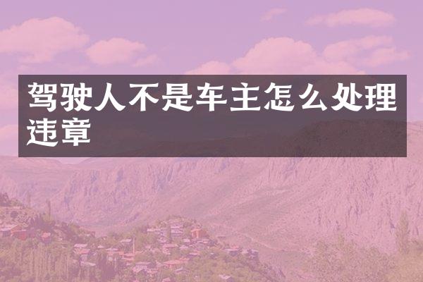 驾驶人不是车主怎么处理违章