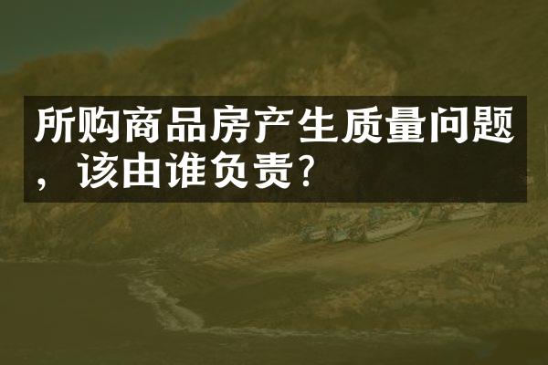 所购商品房产生质量问题，该由谁负责？