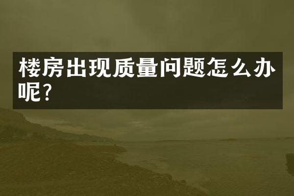 楼房出现质量问题怎么办呢？