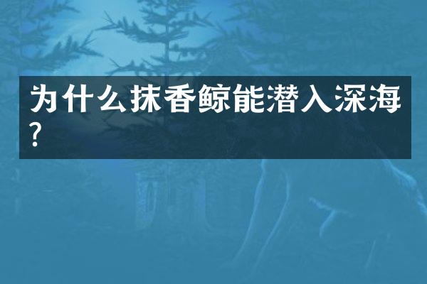 为什么抹香鲸能潜入深海?