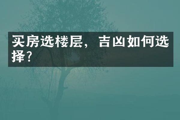 买房选楼层，吉凶如何选择？