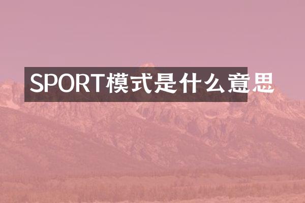 SPORT模式是什么意思