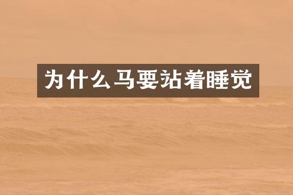 为什么马要站着睡觉