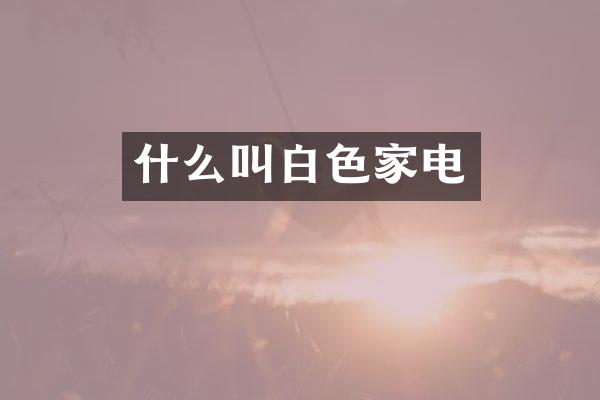 什么叫白色家电