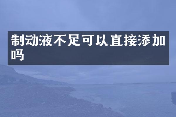 制动液不足可以直接添加吗