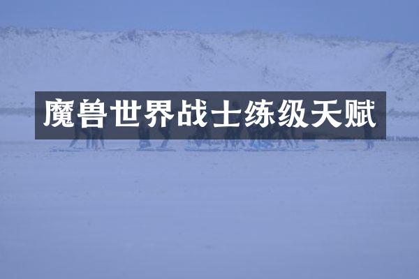 魔兽世界战士练级天赋