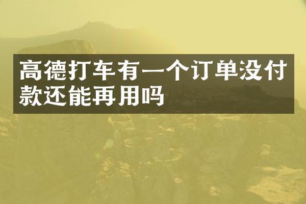 高德打车有一个订单没付款还能再用吗