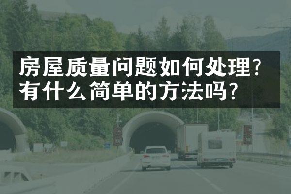 房屋质量问题如何处理？有什么简单的方法吗？