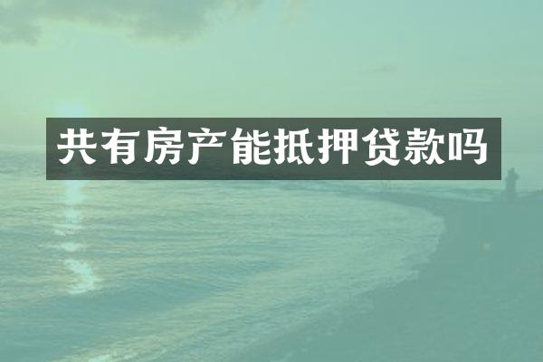 共有房产能抵押贷款吗