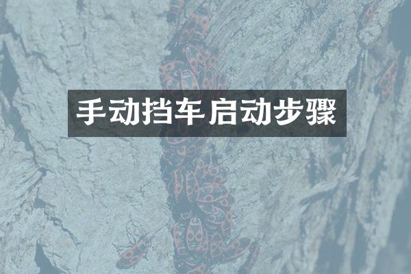 手动挡车启动步骤