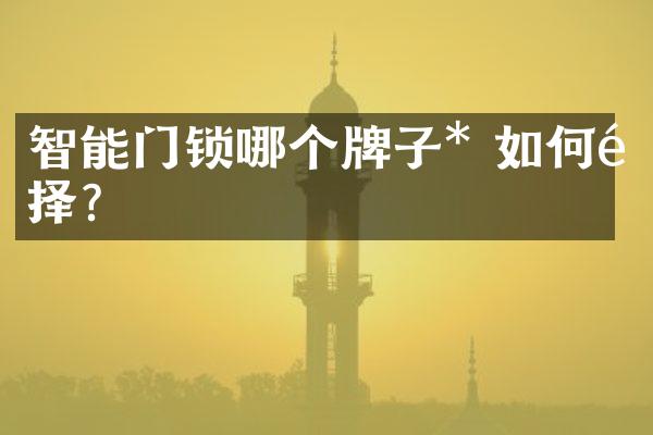 智能门锁哪个牌子* 如何选择？