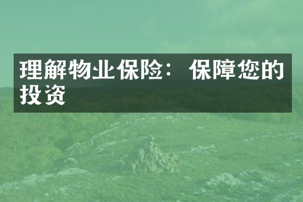 理解物业保险：保障您的投资