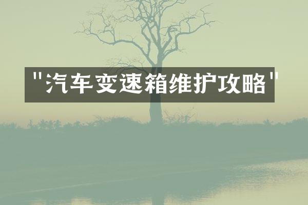 "汽车变速箱维护攻略"