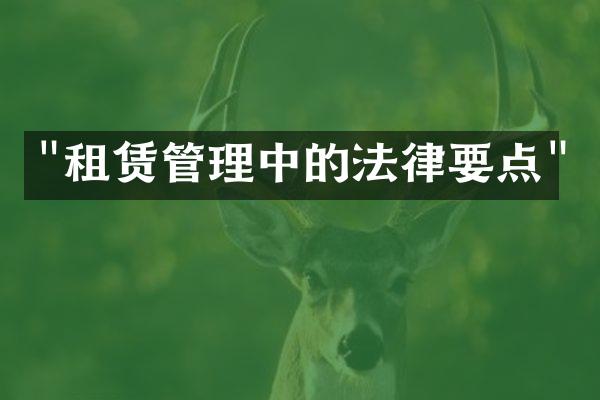 "租赁管理中的法律要点"