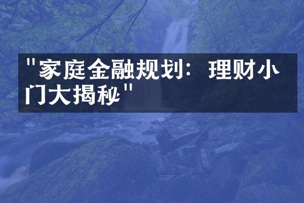 "家庭金融规划：理财小窍门大揭秘"