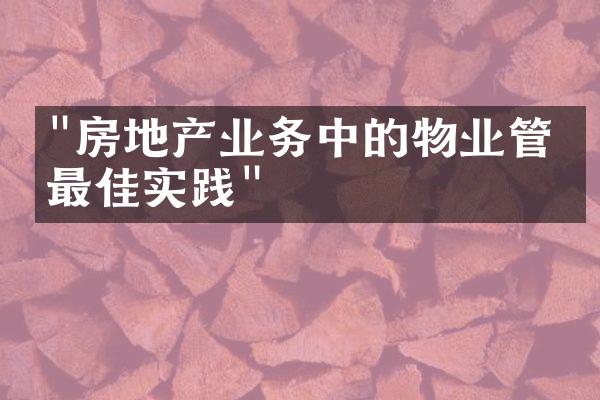 "房地产业务中的物业管理最佳实践"
