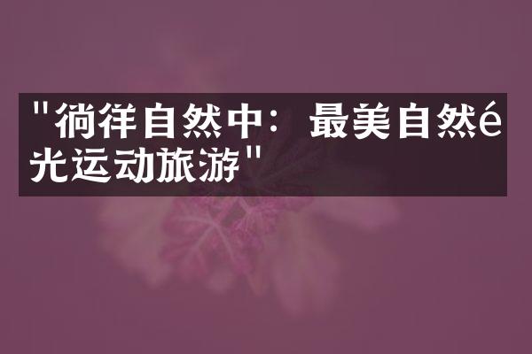 "徜徉自然中：最美自然风光运动旅游"