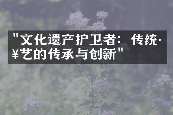 "文化遗产护卫者：传统工艺的传承与创新"