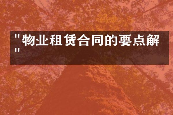 "物业租赁合同的要点解析"