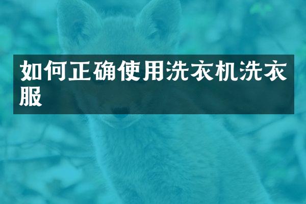 如何正确使用洗衣机洗衣服