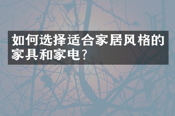 如何选择适合家居风格的家具和家电？